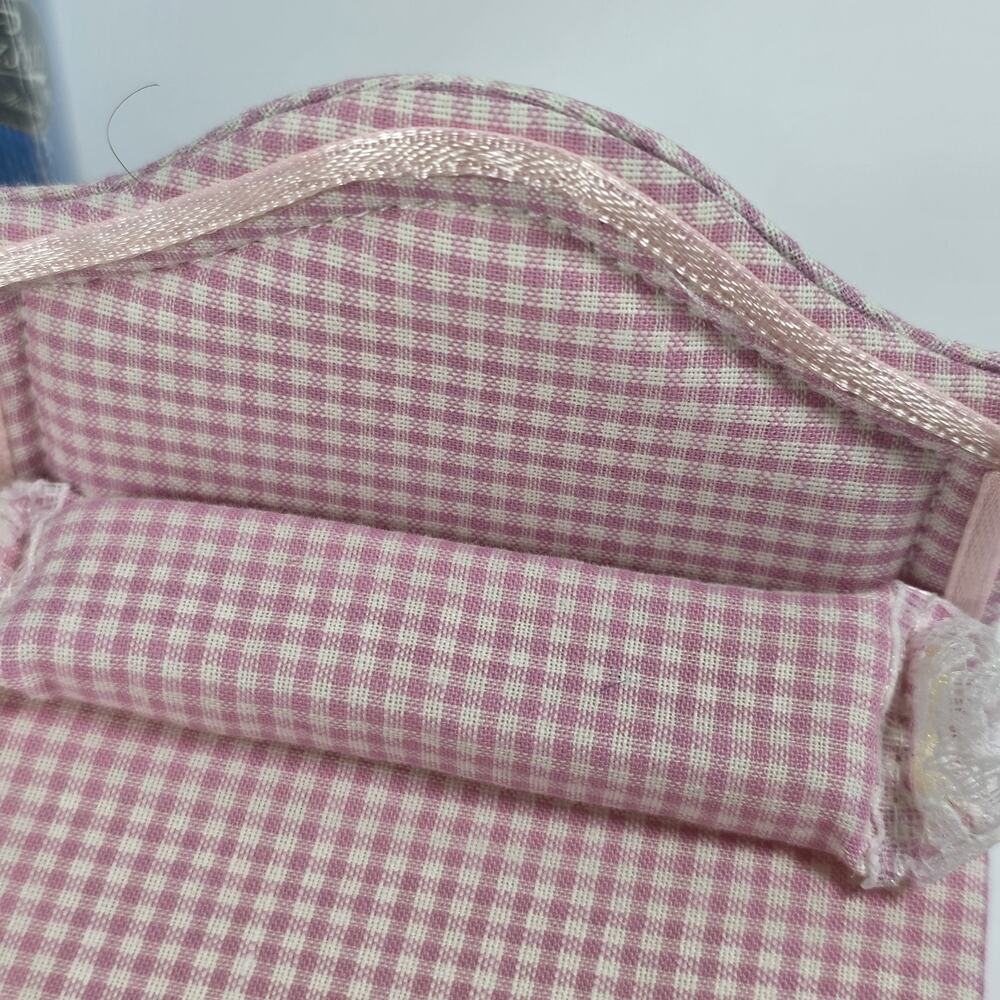 Classics Vintage Dollhouse Miniature Pink Gingham 5 Piece Bedroom Furniture Set - Picture 6 of 14
